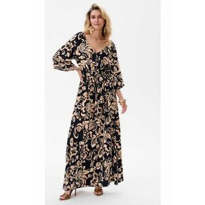 Rochie maxi cu decolteu in V adanc Frida 2 - Negru/Galben imagine