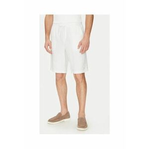 Pantaloni scurti din amestec de in si bumbac - alb imagine