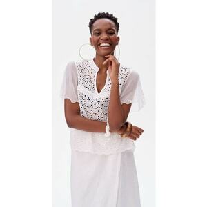 Bluza cu broderie si maneci transparente Tefal imagine