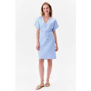 Rochie cu model in dungi Biba - Alb/Albastru deschis imagine