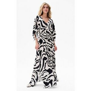 Rochie maxi cu slituri Suspito Zebra - Alb/Negru imagine
