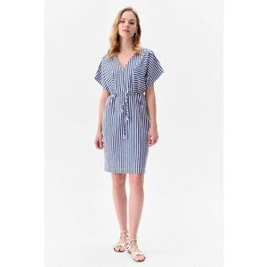 Rochie cu model in dungi Biba - Alb/Albastru imagine