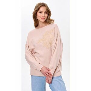 Pulover supradimensionat cu broderie si maneci cazute imagine