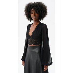 Bluza crop cu dantela si decolteu in V Aquafina imagine