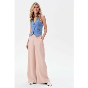Pantaloni uni cu talie inalta si croiala ampla imagine