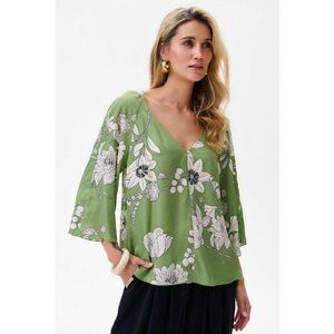 Bluza cu decolteu in V cu imprimeu floral imagine