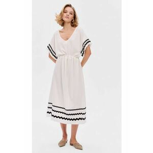 Rochie cu amestec de in Aurelia Midi - Alb imagine