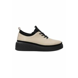 Pantofi casual din piele cu talpa wedge - Bej imagine