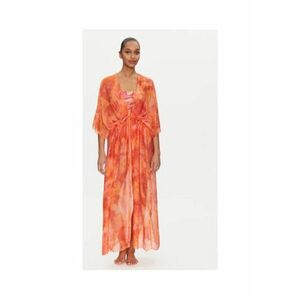 Kimono de plaja din amestec de matase - Portocaliu imagine