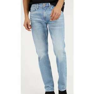 Blugi slim fit cu aspect decolorat - Albastru imagine