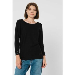 Pulover tricotat fin cu decolteu rotund - Negru imagine