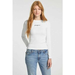 Bluza slim fit striata cu logo - Alb imagine