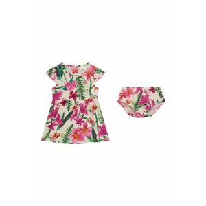Set de chiloti si rochie cu croiala in A si imprimeu floral - 2 Piese - Verde/Roz/Crem imagine
