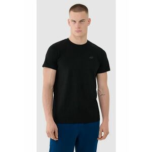 Tricou Barbati Negru Intens - 100% Bumbac - Marimi S-3XL - Ideal pentru Sport si Casual - Croiala Regulara - Guler Rotund Striat imagine