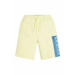 Pantaloni scurti cu logo si snur - Galben pai/Albastru imagine