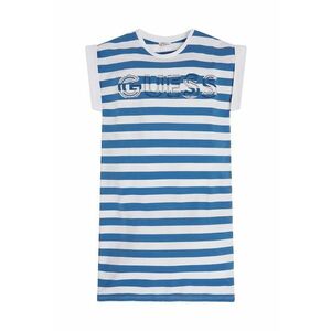 Rochie cu dungi si logo brodat - Alb/Albastru imagine