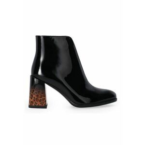 Botine din piele lacuita cu toc masiv imagine