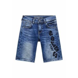 Pantaloni scurti cu aspect decolorat si logo brodat - Albastru imagine