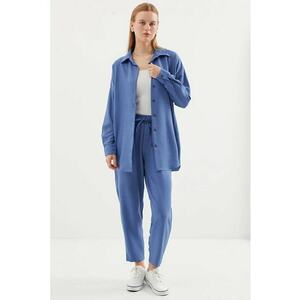 Set Camasa cu Maneca Lunga si Pantaloni Albastru inchis - Amestec de In - imagine