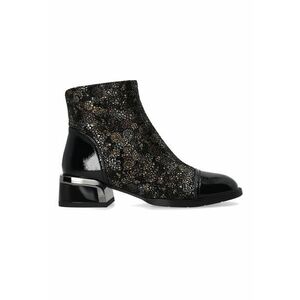 Botine cu detalii din piele lacuita si imprimeu floral imagine