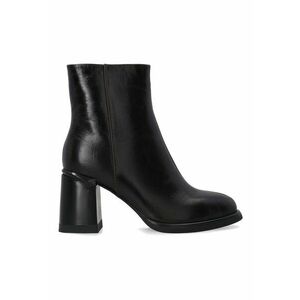 Botine din piele cu toc masiv si varf rotunjt imagine