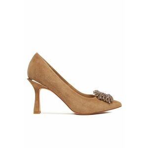 Pantofi dama - toc - suede - camel imagine