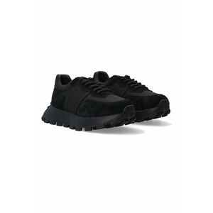 Pantofi sport cu insertii din piele intoarsa si talpa wedge imagine