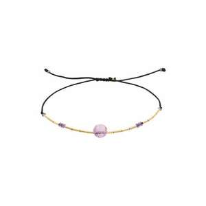 Bratara filata cu aur de 14K/20 si ametist - Auriu/Negru/Violet imagine