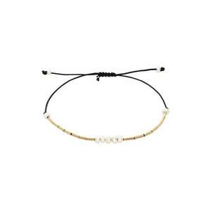 Bratara filata cu aur de 14K/20 si perle - Alb/Auriu/Negru imagine