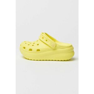 Saboti slingback cu talpa wedge si aspect perforat Cutie - Galben deschis imagine