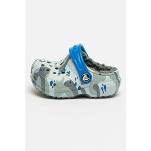 Saboti slingback cu captuseala din material teddy Classic Line - Gri/Albastru imagine