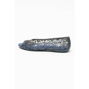 Balerini relaxed fit cu varf decupat si aspect stralucitor Isabella - Negru/Bleumarin imagine
