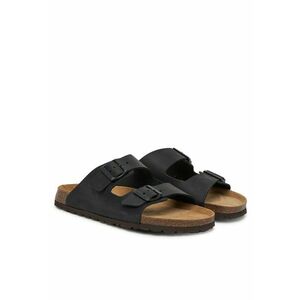 Slapi barbati Grunland - negru - piele naturala - imagine