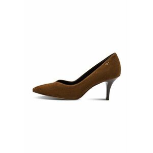 Pantofi de piele intoarsa si toc inalt - Maro pamantiu imagine
