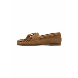 Mocasini de piele intoarsa cu funda - Maro deschis imagine