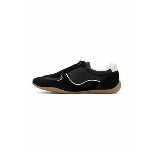 Pantofi sport de piele intoarsa si material textil cu detalii contrastante - Negru imagine