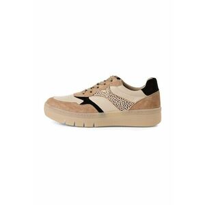 Pantofi sport cu model colorblock si garnituri de piele - Negru/Bej/Maro nisip imagine