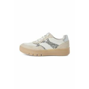 Pantofi sport cu model colorblock si garnituri de piele - Gri deschis/Bej/Argintiu imagine