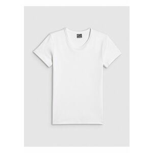 Tricou dama alb - bumbac - slim fit - decolteu rotund imagine