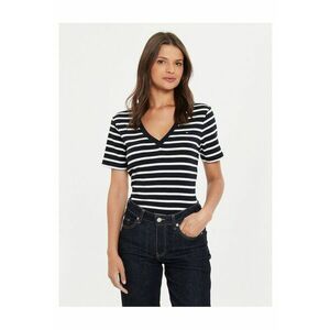 Tricou dama bleumarin - alb - imagine