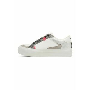 Pantofi sport flatform din piele ecologica cu detalii stralucitoare - Alb/Argintiu imagine