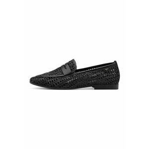 Pantofi loafer din piele si material textil - Negru imagine