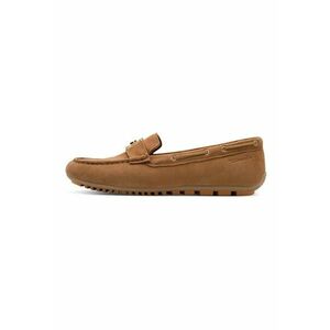 Pantofi loafer din piele intoarsa cu logo metalic - Maro cognac imagine