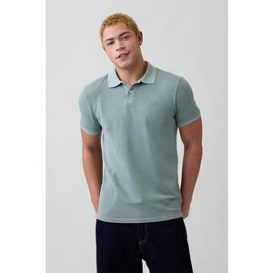 Tricou polo cu logo discret - Verde pal imagine