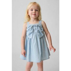 Rochie din denim cu design funda - Albastru pal imagine