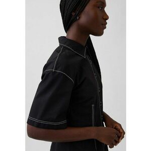 Rochie cu maneci scurte si nasturi - Negru imagine