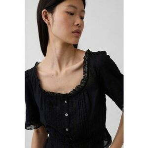 Bluza crop cu maneci scurte - Negru imagine
