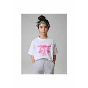 Tricou copii - alb - bumbac - cu imprimeu - lejer - pentru fete imagine