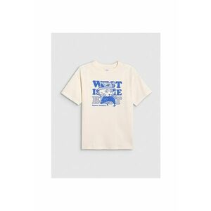 Tricou copii alb din bumbac - croiala larga - imprimeu imagine
