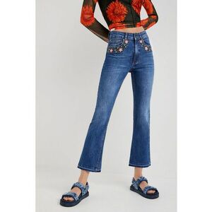Blugi kickflare crop - Albastru inchis imagine